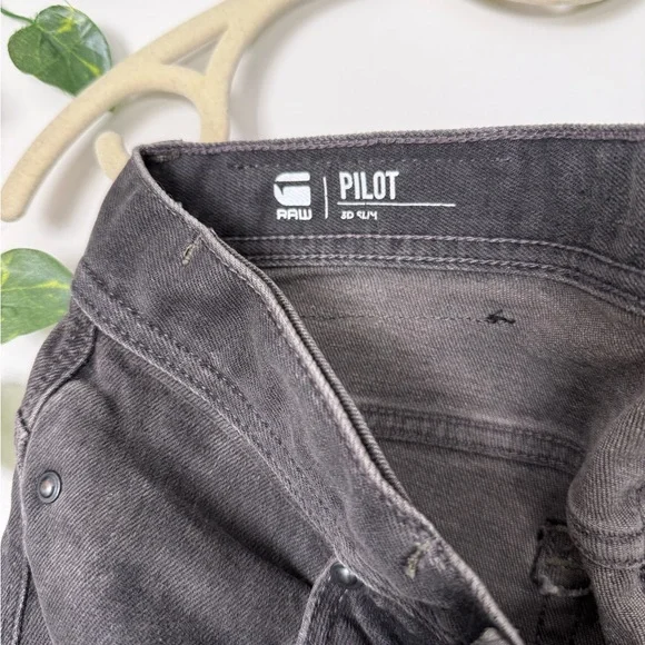 G-STAR RAW men grey jeans knee details zip size 34/36 Pilot 3D Slim Tall - Picture 2 of 4